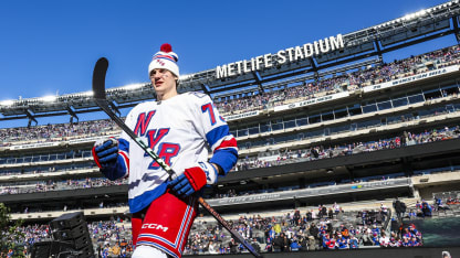 Matt Rempe rookie lap outside 2024 Stadium Series